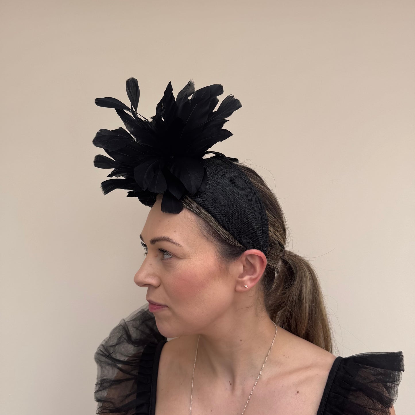 J Bees JB26/107 Black Feather Headband Fascinator
