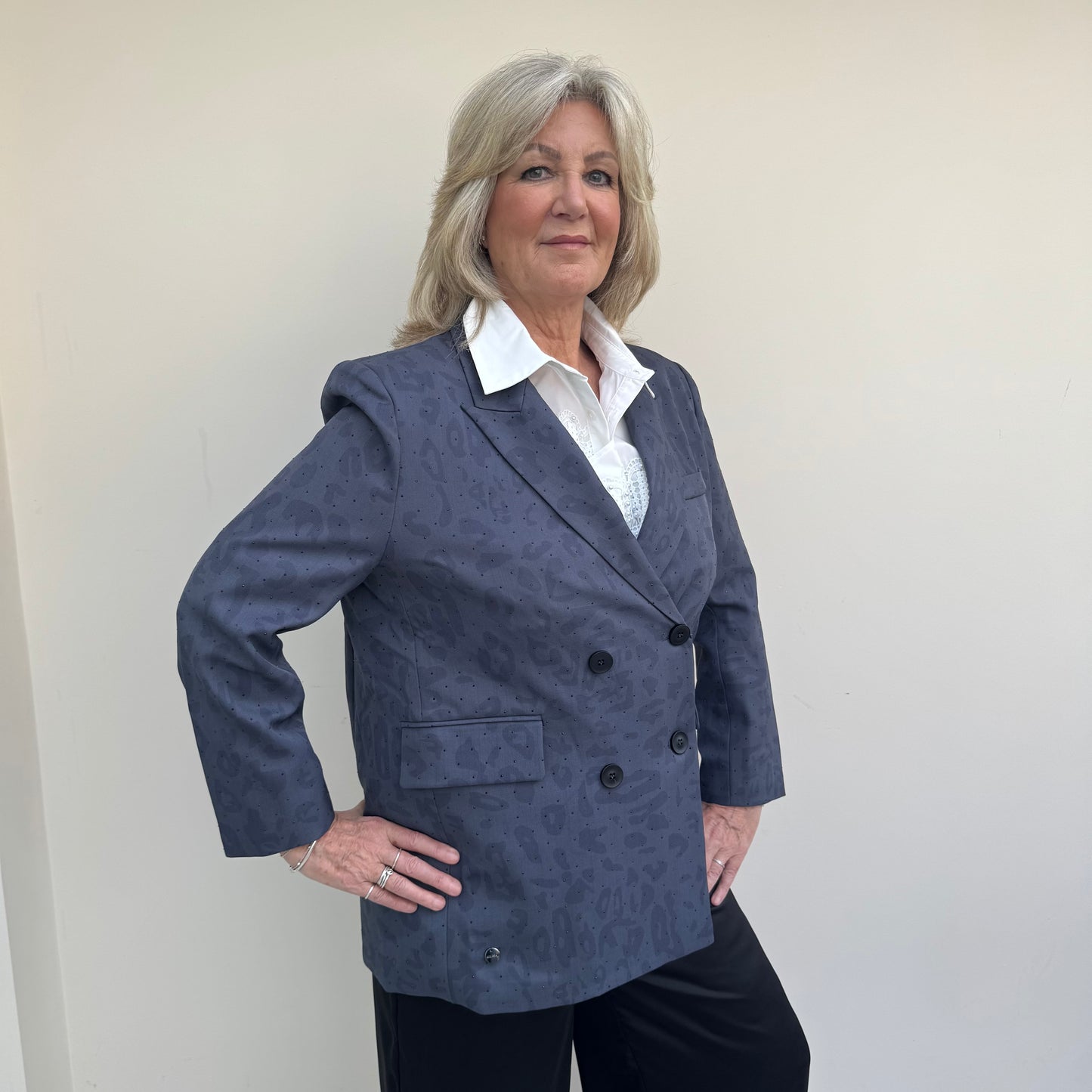 Malissa J WF2542 Leopard Studded Blazer