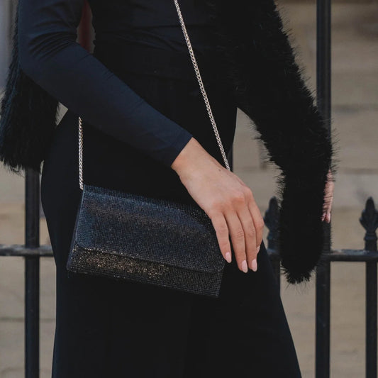 Park Lane BAG72 Black Diamante Evening Bag