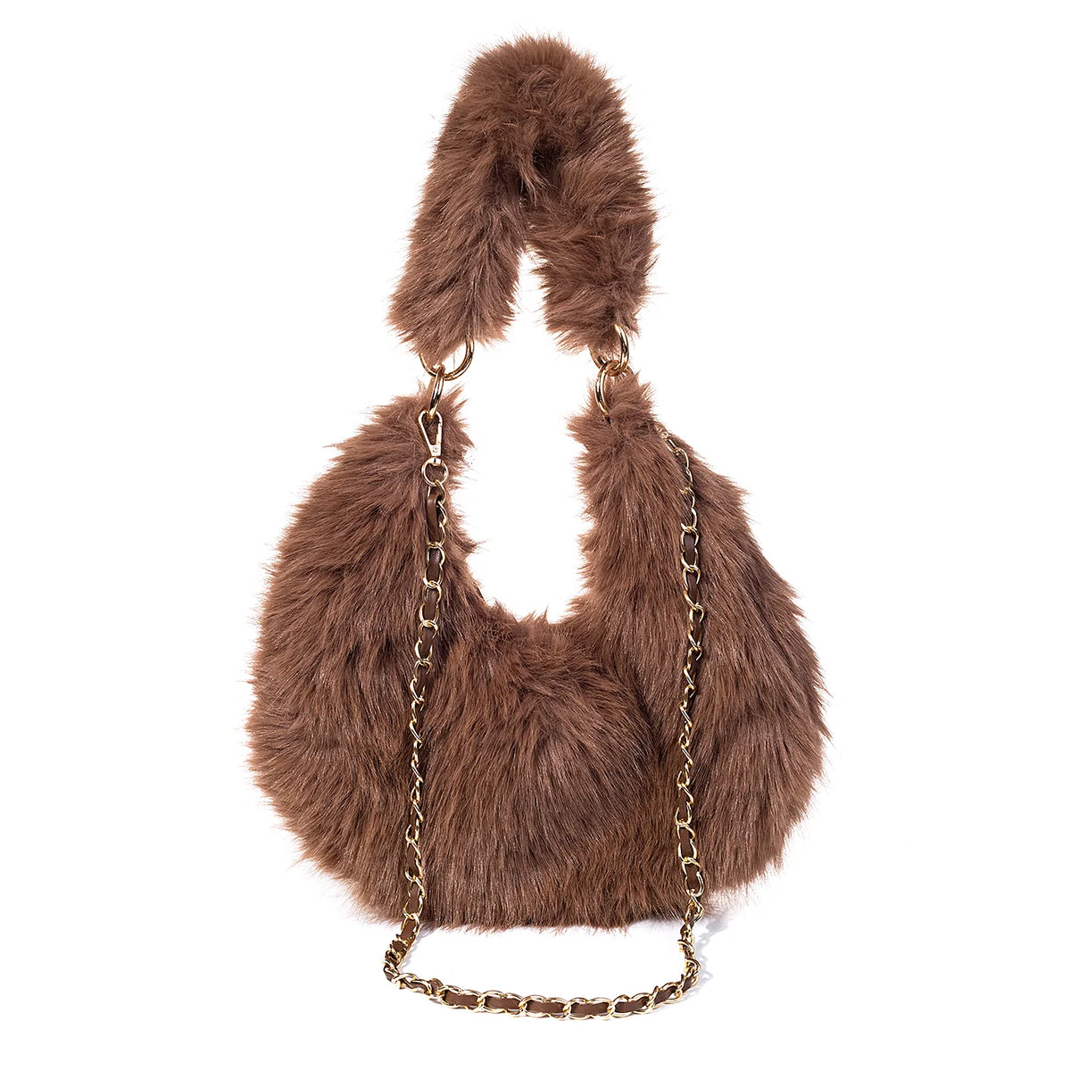 Park Lane BAG77 Mocha Mousse Faux Fur Scoop Bag