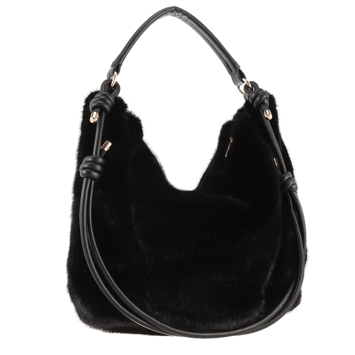 Park Lane BAG94 Ebony Black Faux Fur Scoop Bag