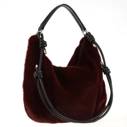 Park Lane BAG94 Red Mahogany Faux Fur Scoop Bag