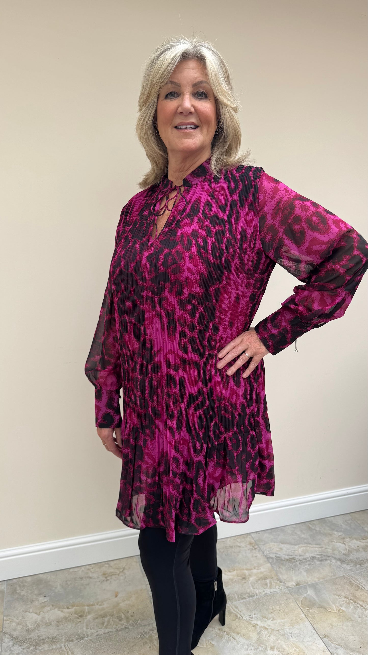 Malissa J WF1645 Chiffon Patterned Tunic