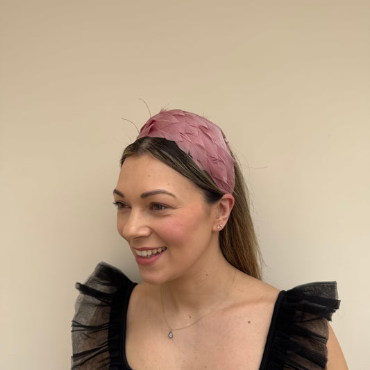 J Bees JB26/143 Heather Pink Feather Headband Fascinator