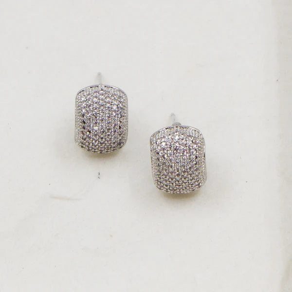 Tempest BW018E Silver Diamante CZ Curved Stud Earrings