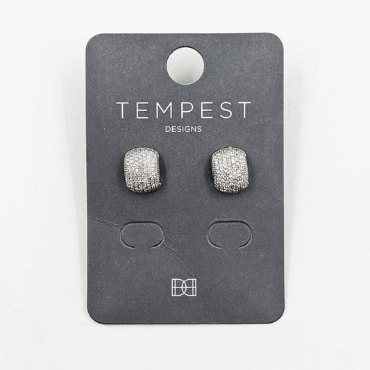Tempest BW018E Silver Diamante CZ Curved Stud Earrings