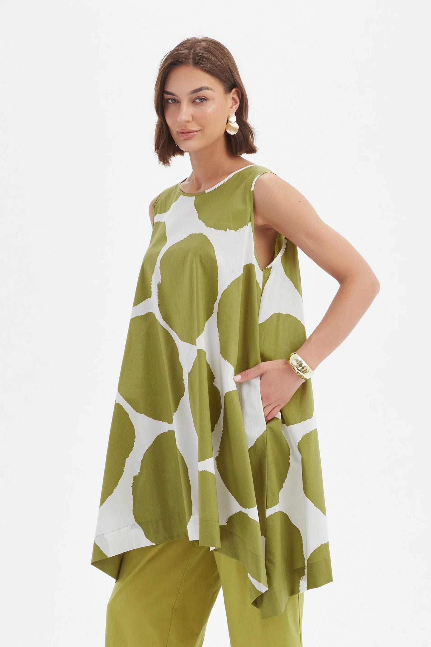 Tirelli 25A3743 Sleeveless Poplin Print Top