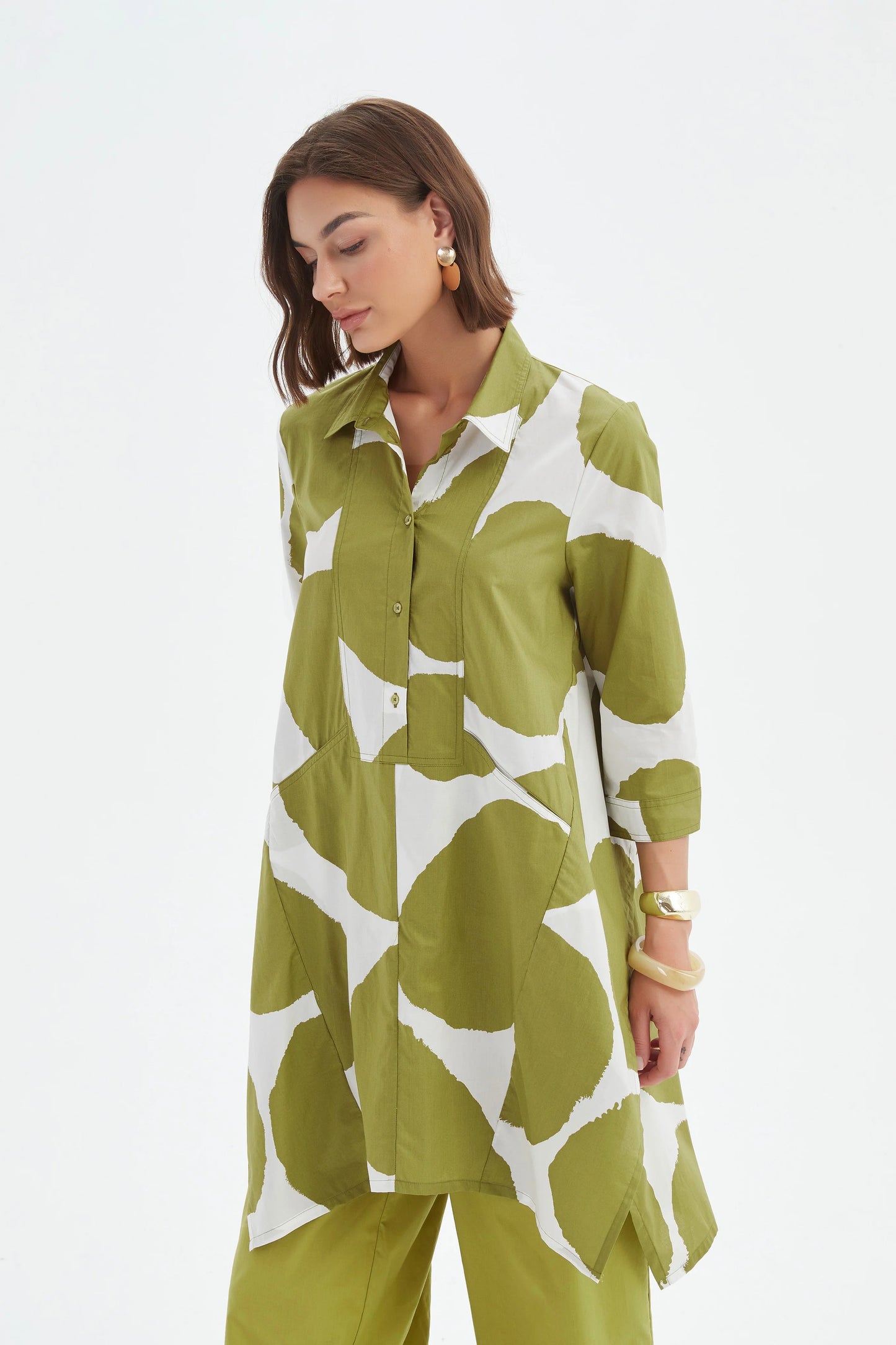 Tirelli 25D3530 Handkerchief Hem Print Shirt