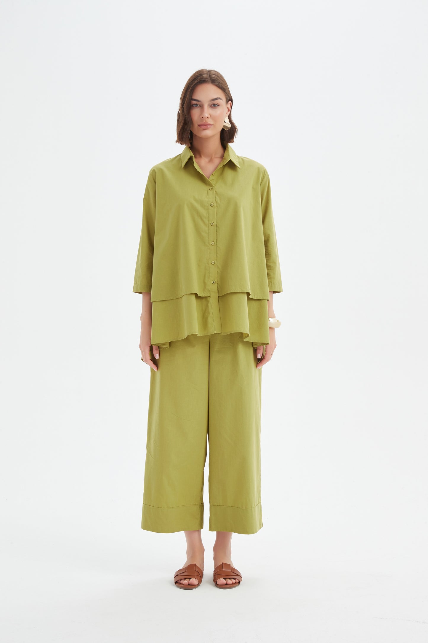 Tirelli 25S3738 Tiered Front Lyocell Shirt