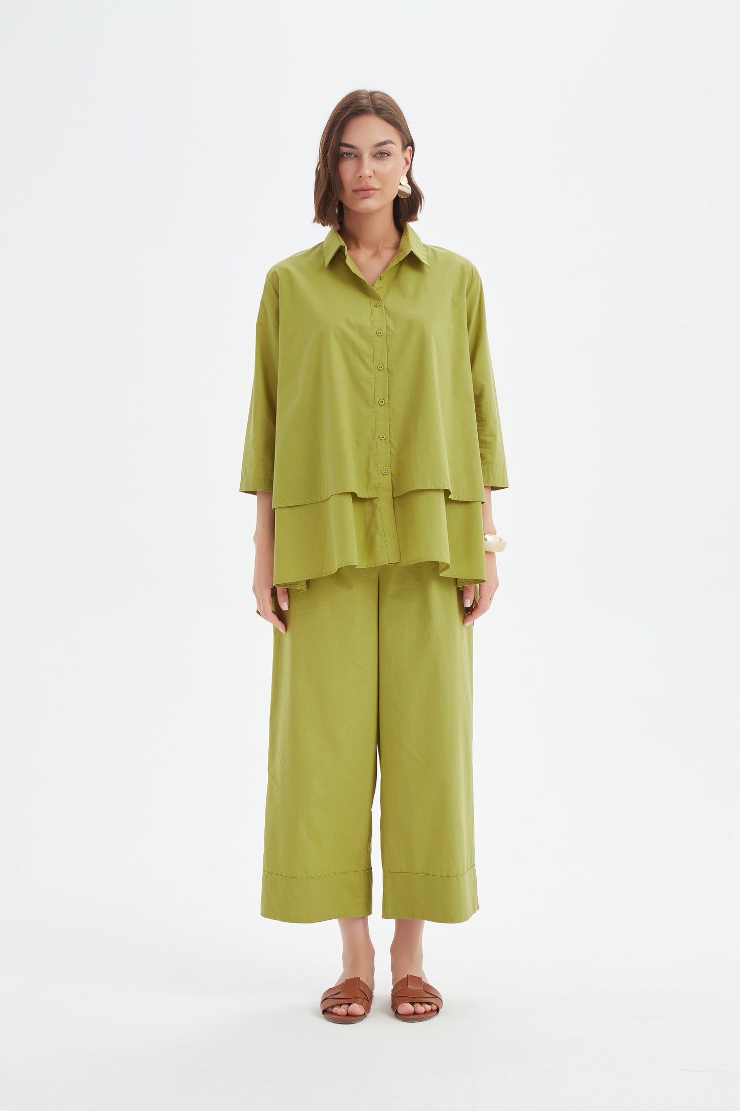 Tirelli 25S3738 Tiered Front Lyocell Shirt