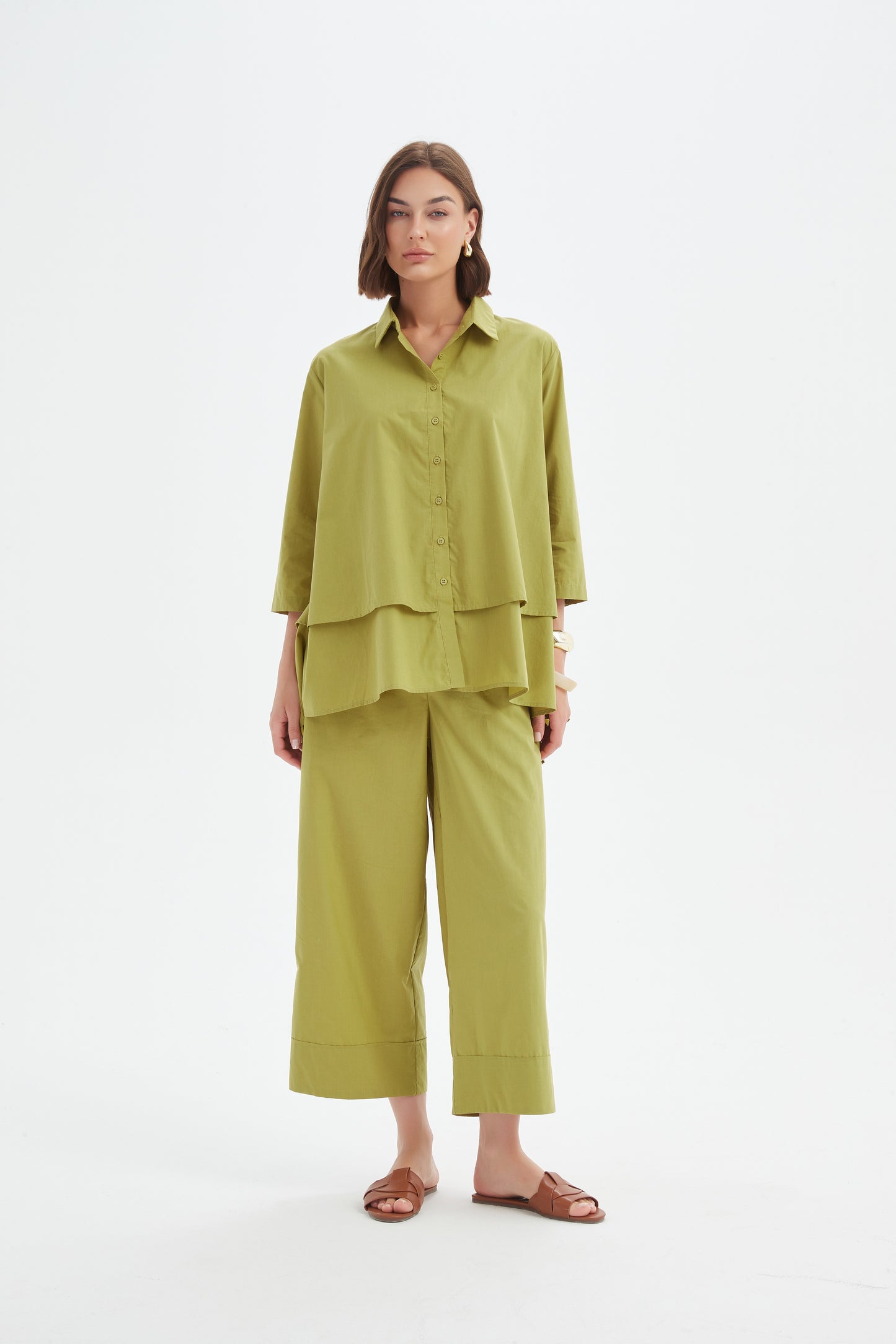 Tirelli 25S3738 Tiered Front Lyocell Shirt