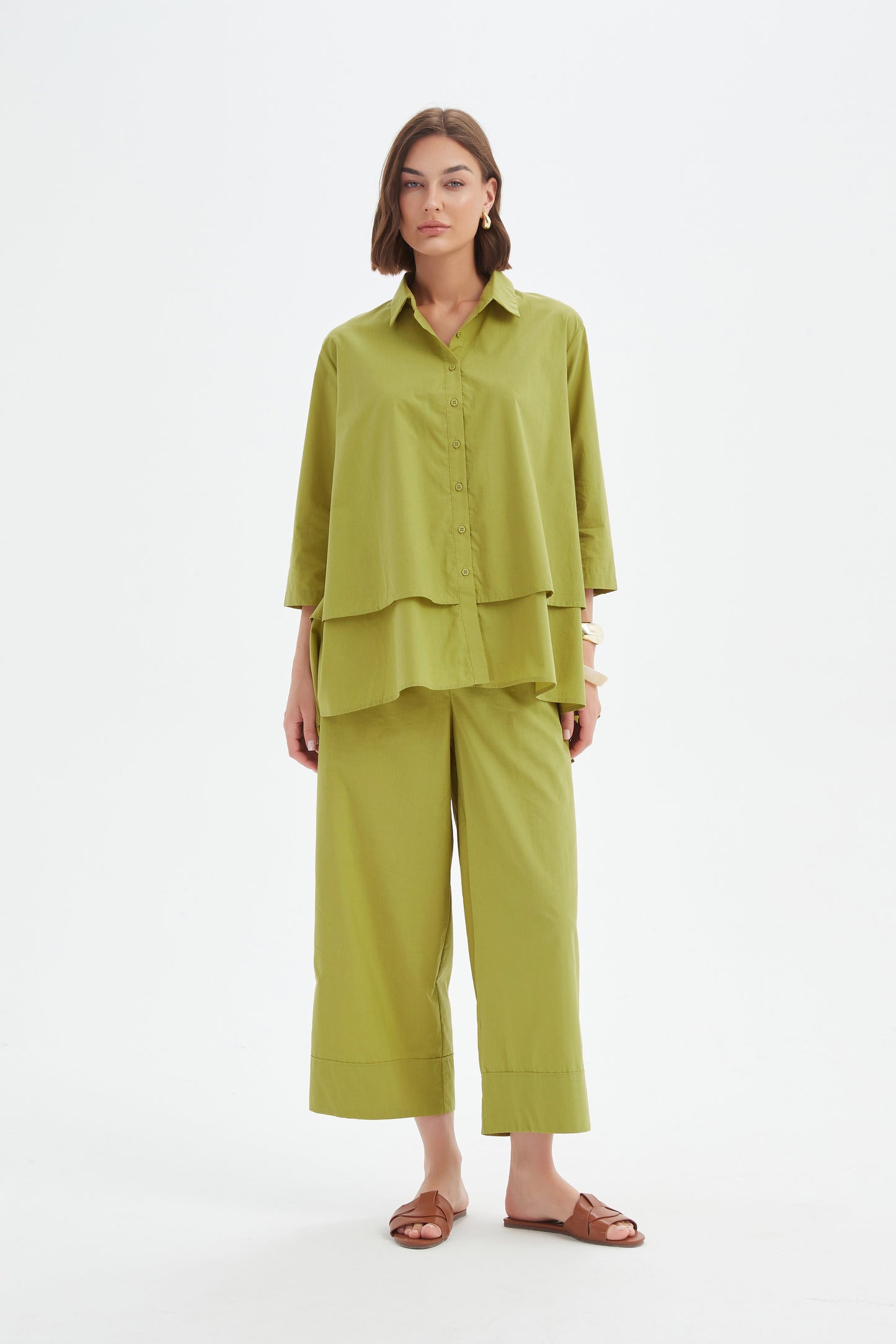 Tirelli 25S3738 Tiered Front Lyocell Shirt