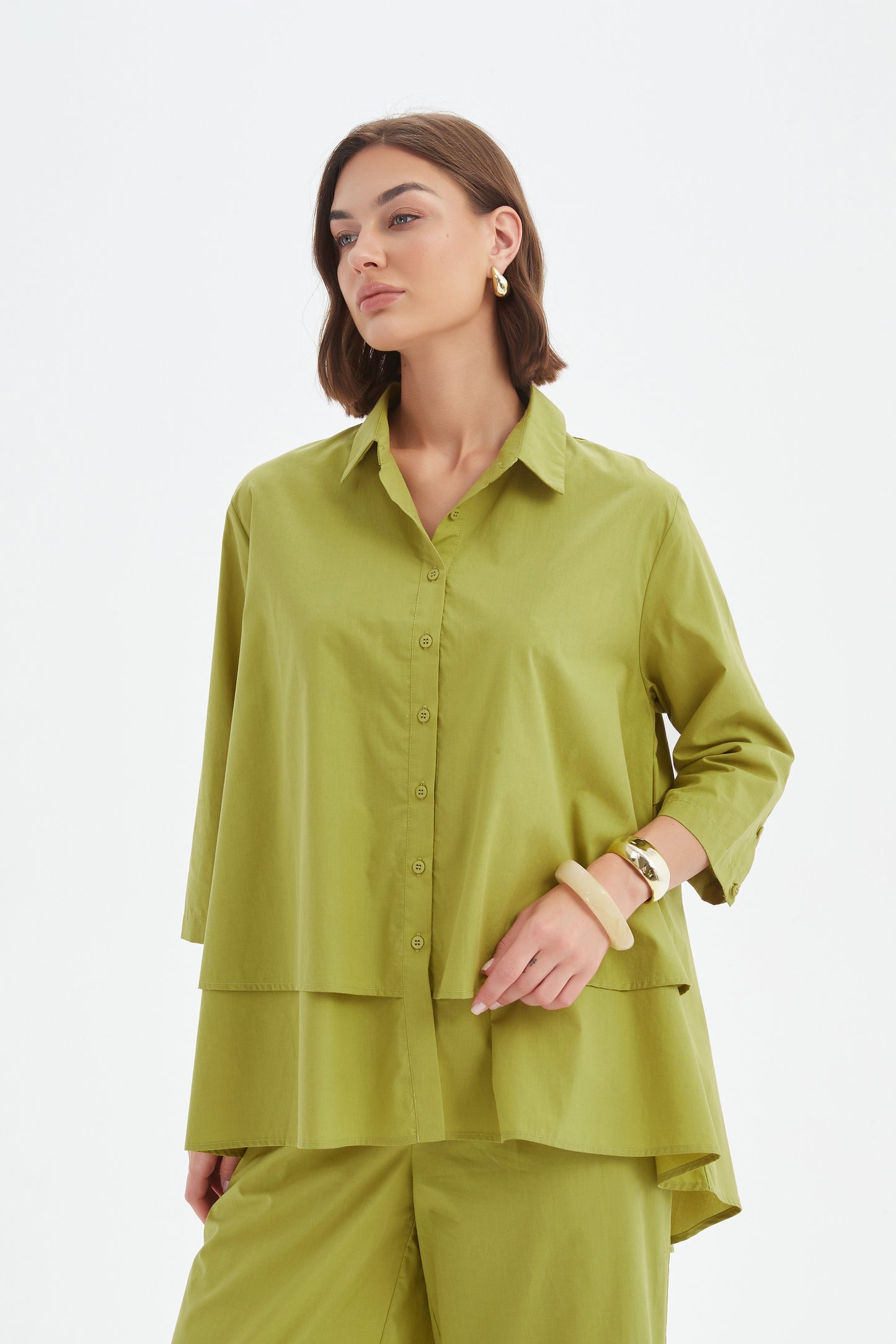 Tirelli 25S3738 Tiered Front Lyocell Shirt