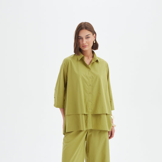 Tirelli 25S3738 Tiered Front Lyocell Shirt