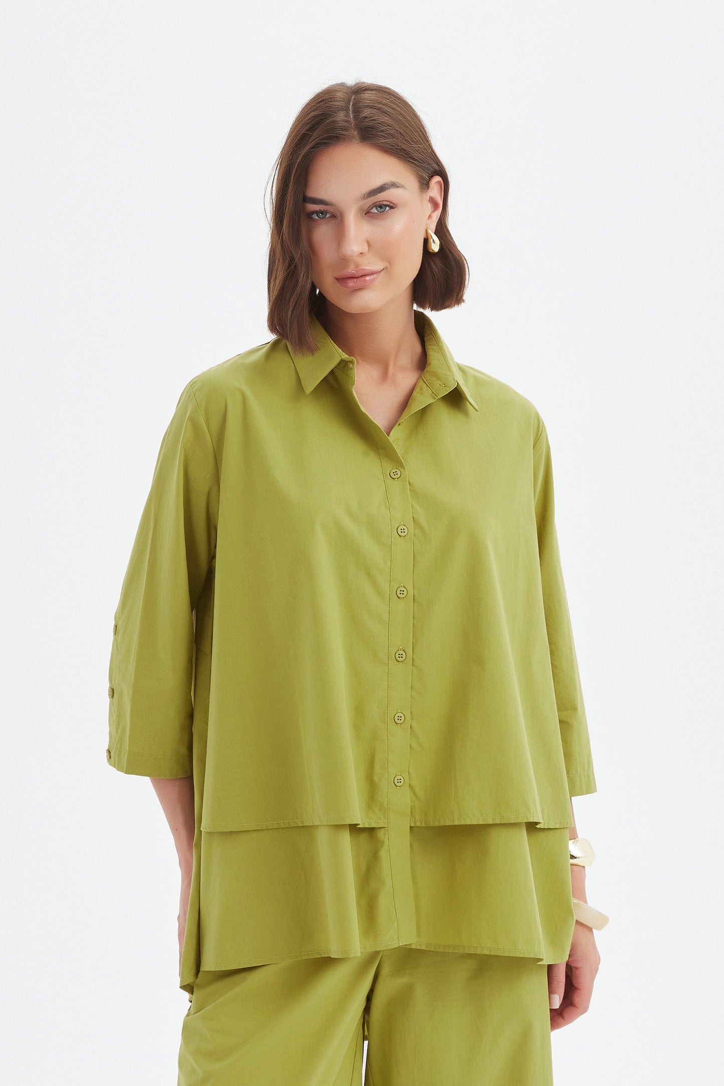 Tirelli 25S3738 Tiered Front Lyocell Shirt