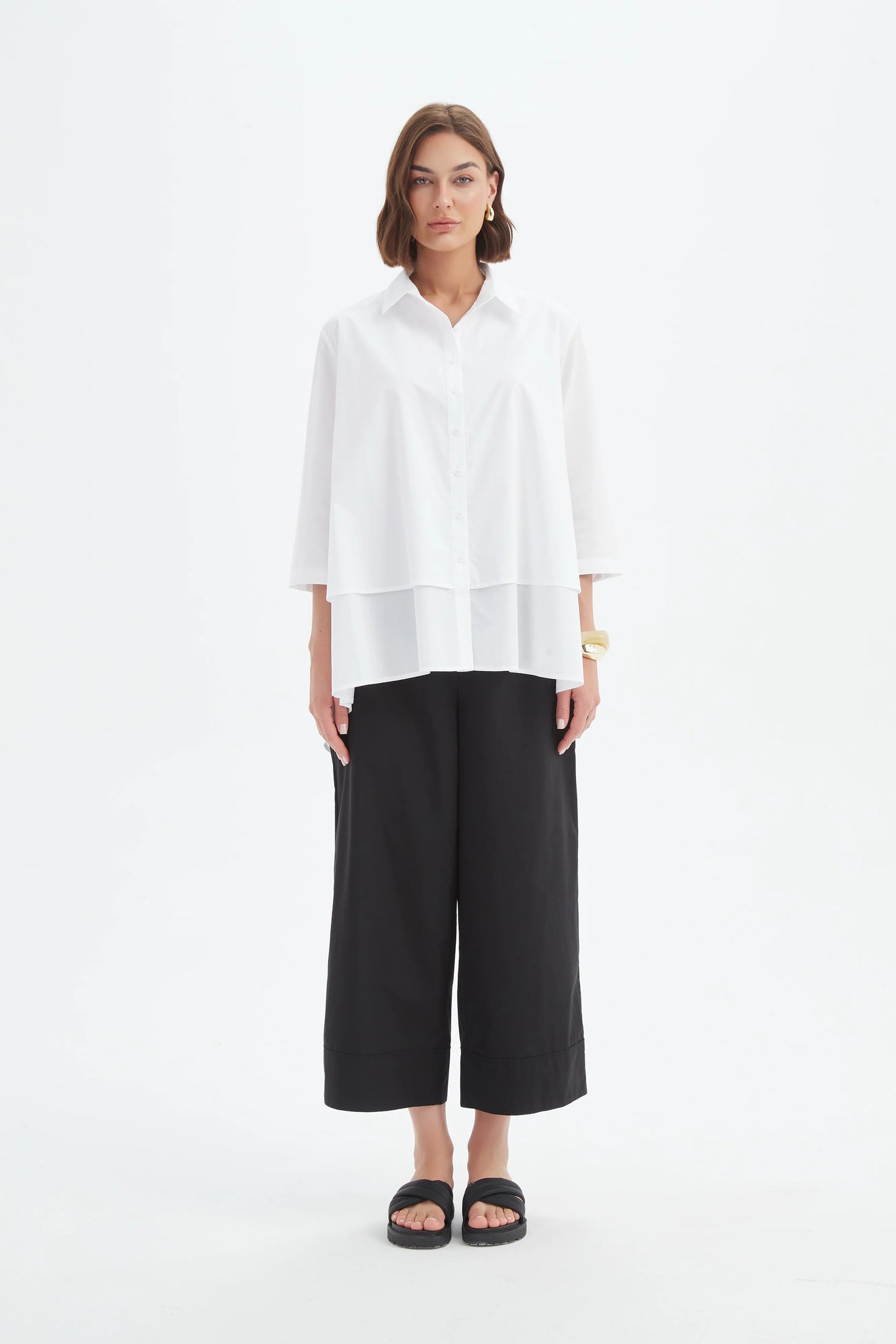 Tirelli 25S3738 Tiered Front Lyocell Shirt