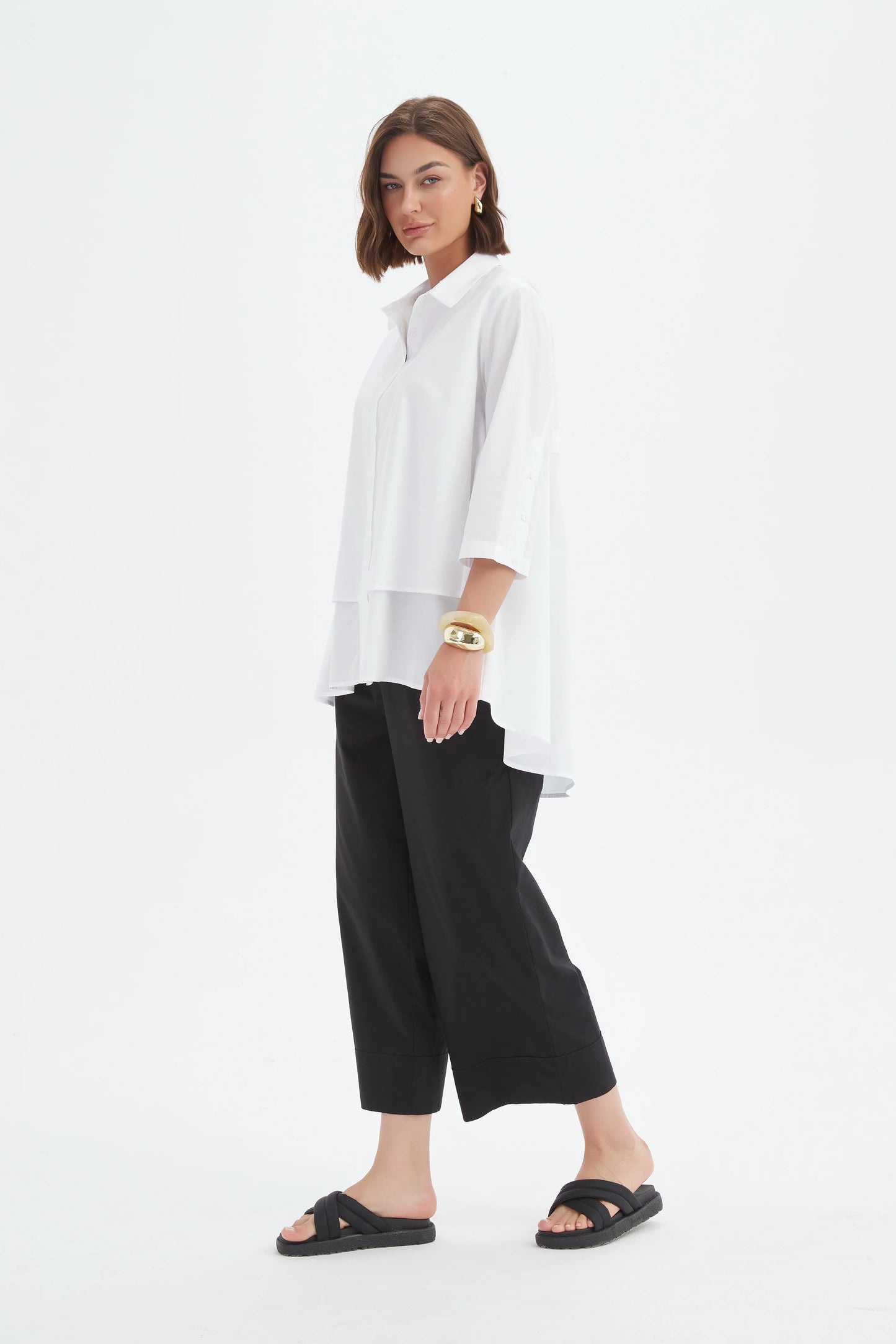 Tirelli 25S3738 Tiered Front Lyocell Shirt