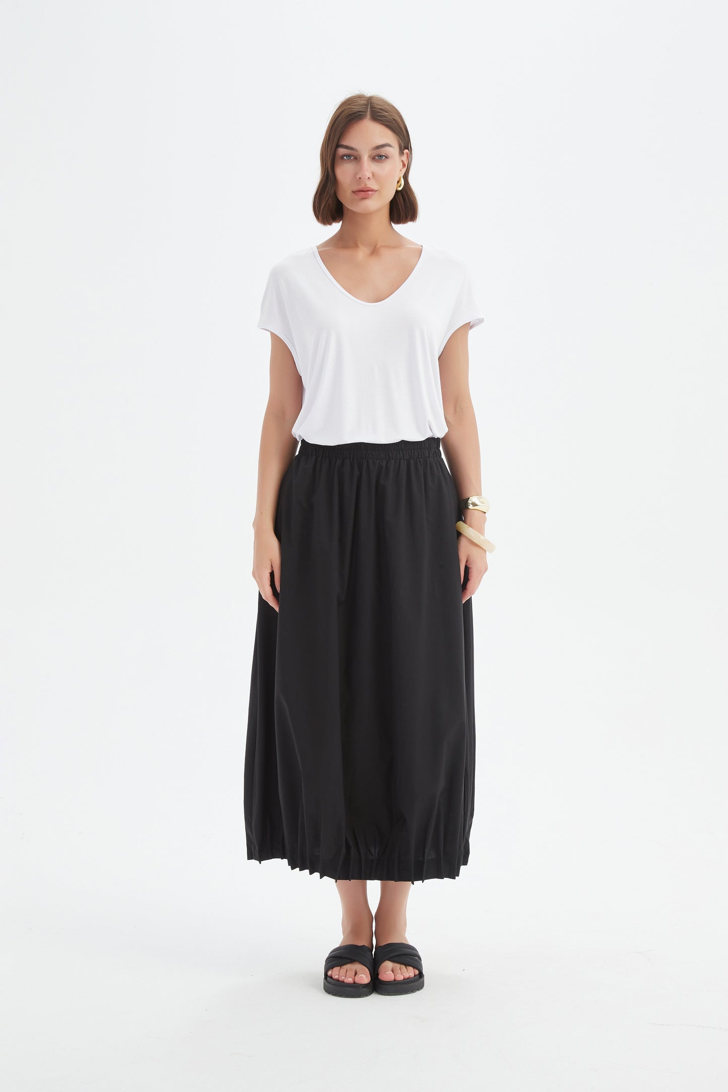 Tirelli 25P3735 Pin Tuck Hem Skirt