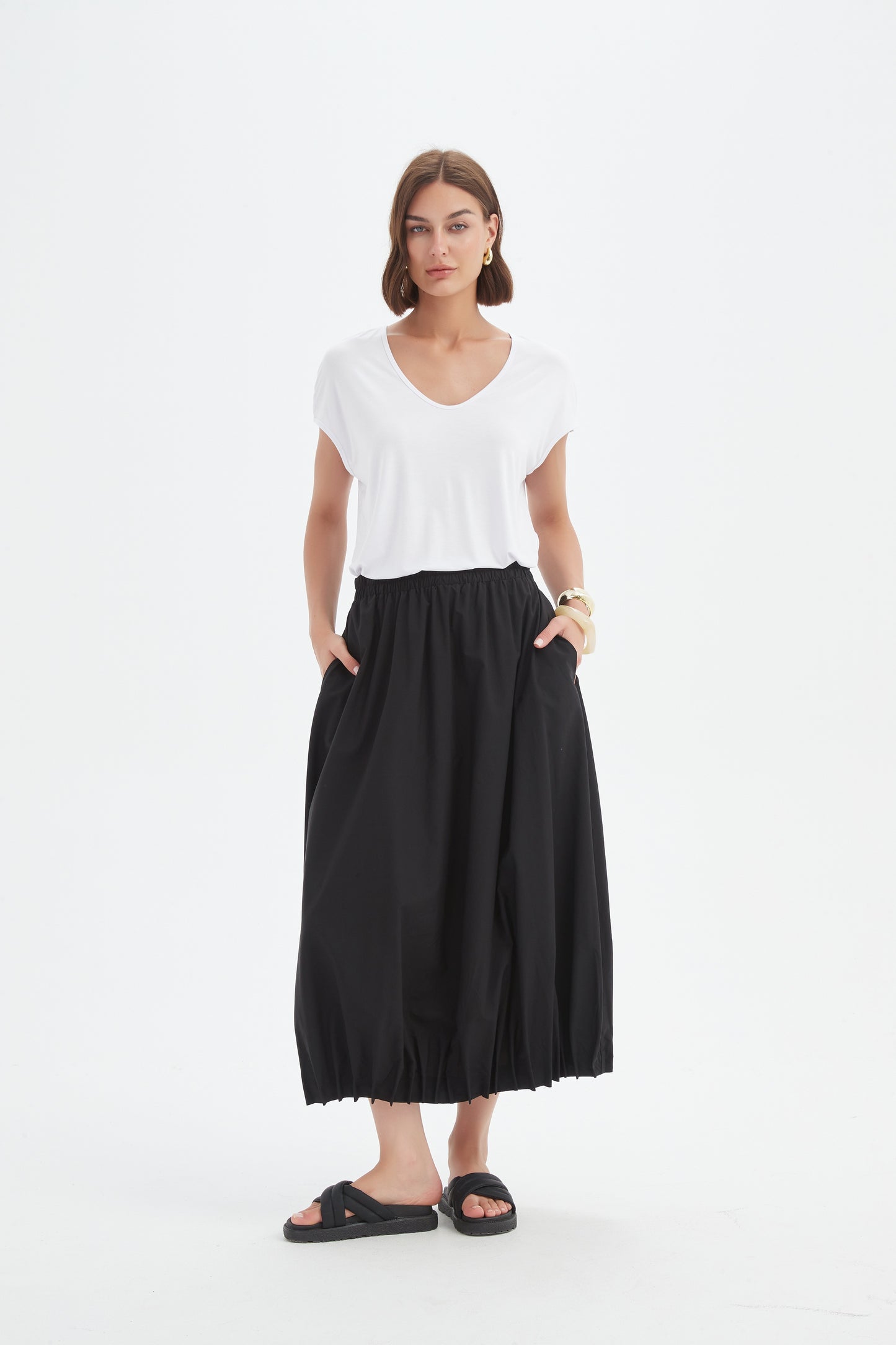Tirelli 25P3735 Pin Tuck Hem Skirt