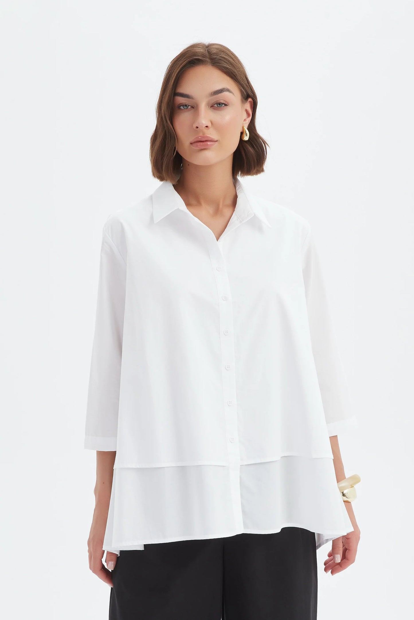 Tirelli 25S3738 Tiered Front Lyocell Shirt