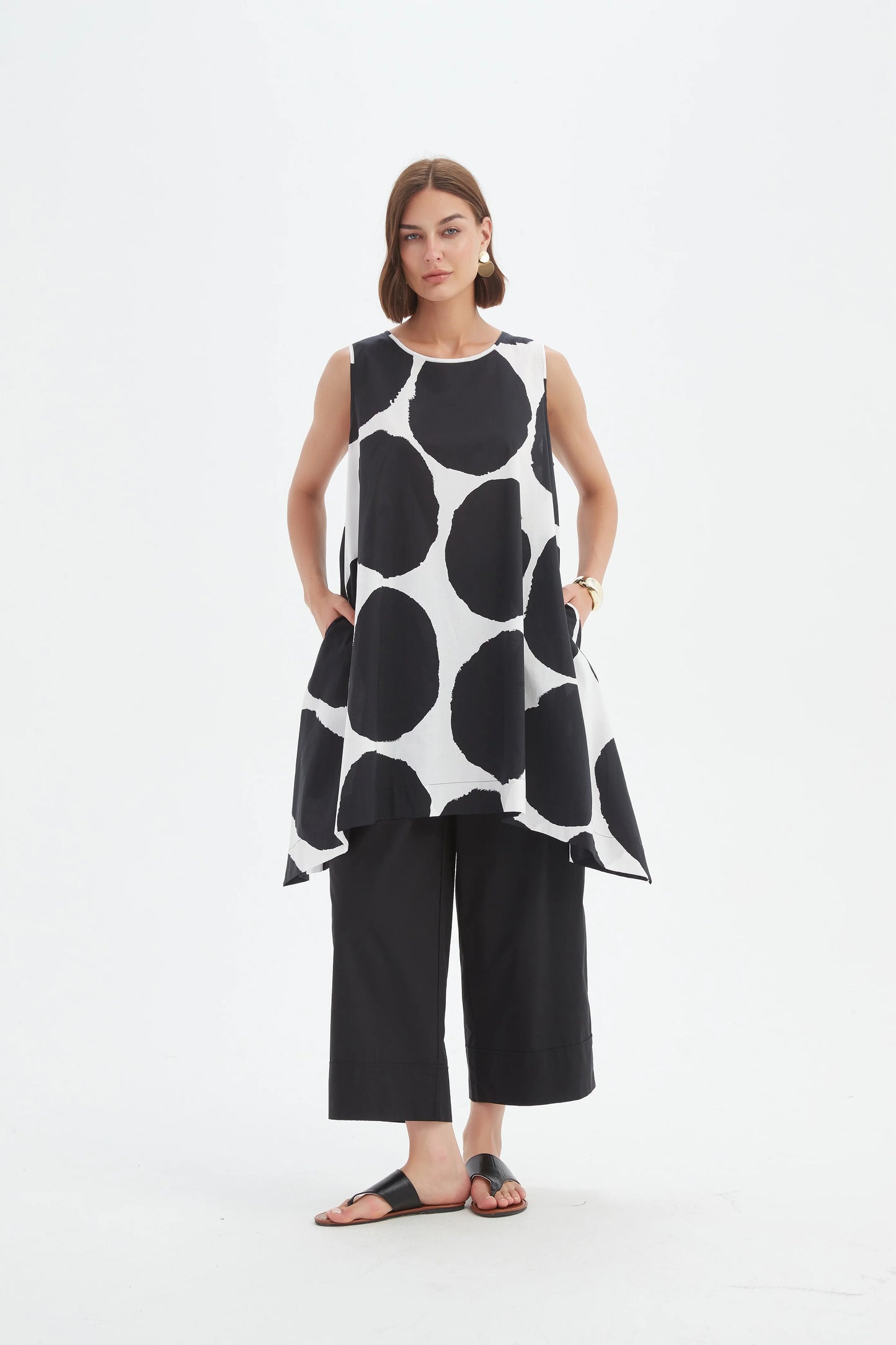Tirelli 25A3743 Sleeveless Poplin Print Top