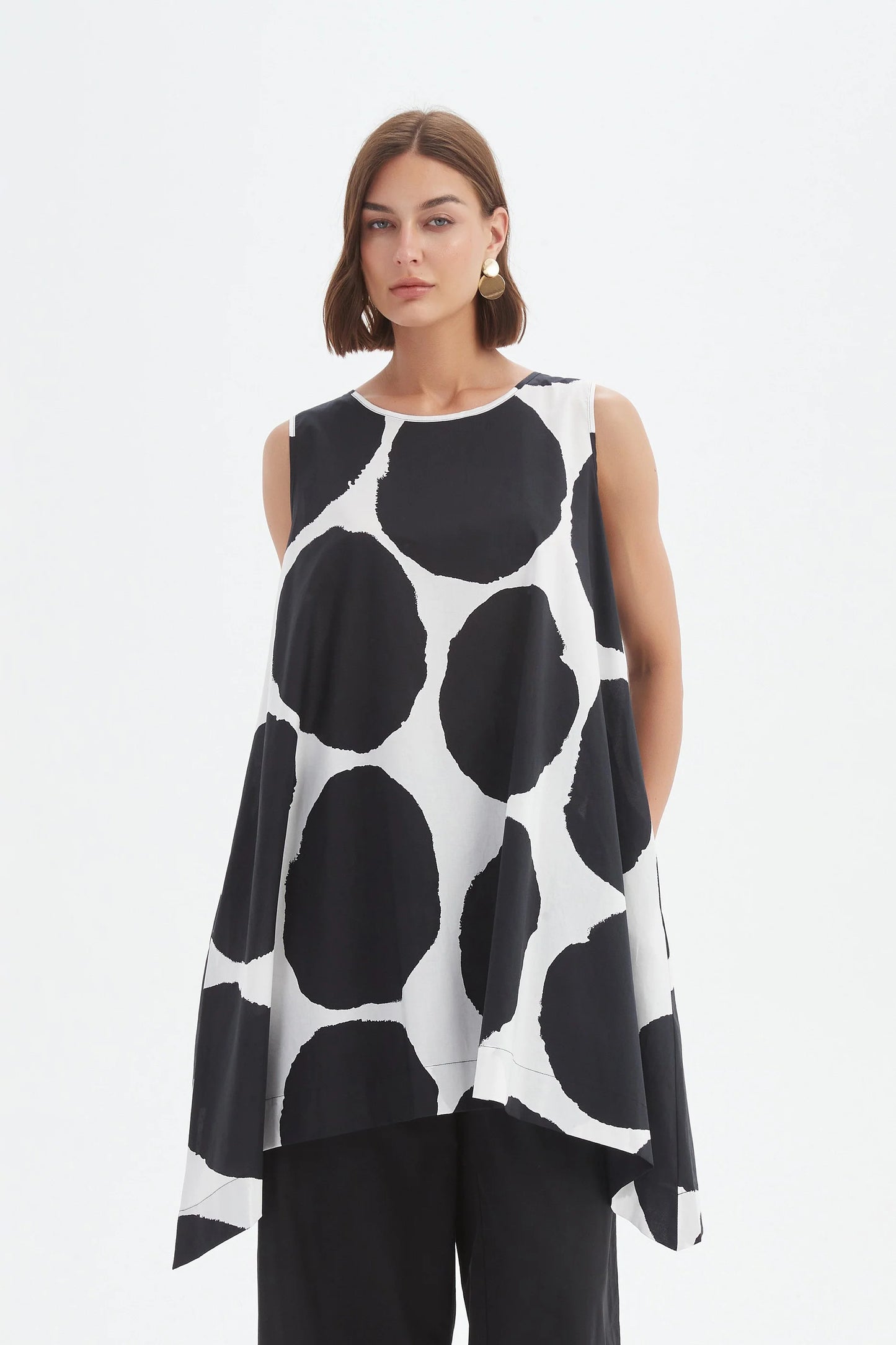 Tirelli 25A3743 Sleeveless Poplin Print Top