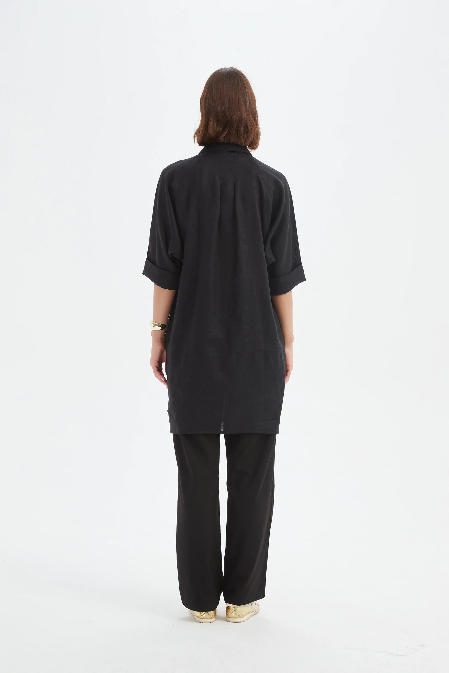 Tirelli 25D3718 Oversized Linen Shirt Dress