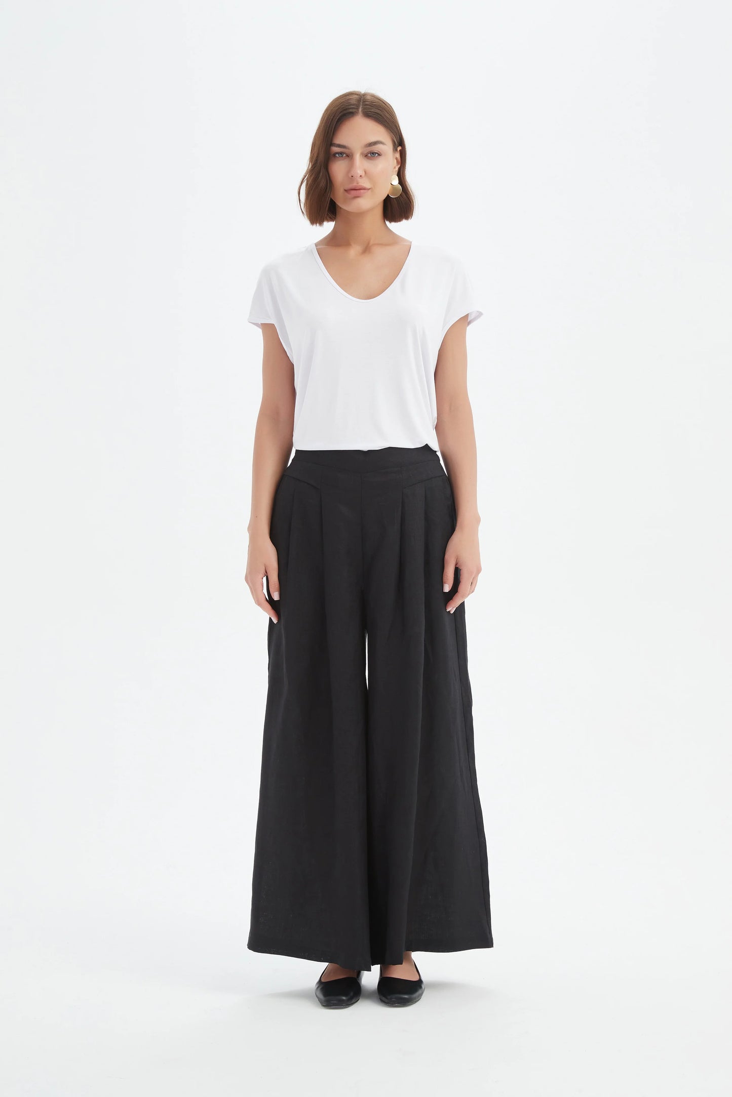 Tirelli 24P3527 Pleat Front Palazzo Pant