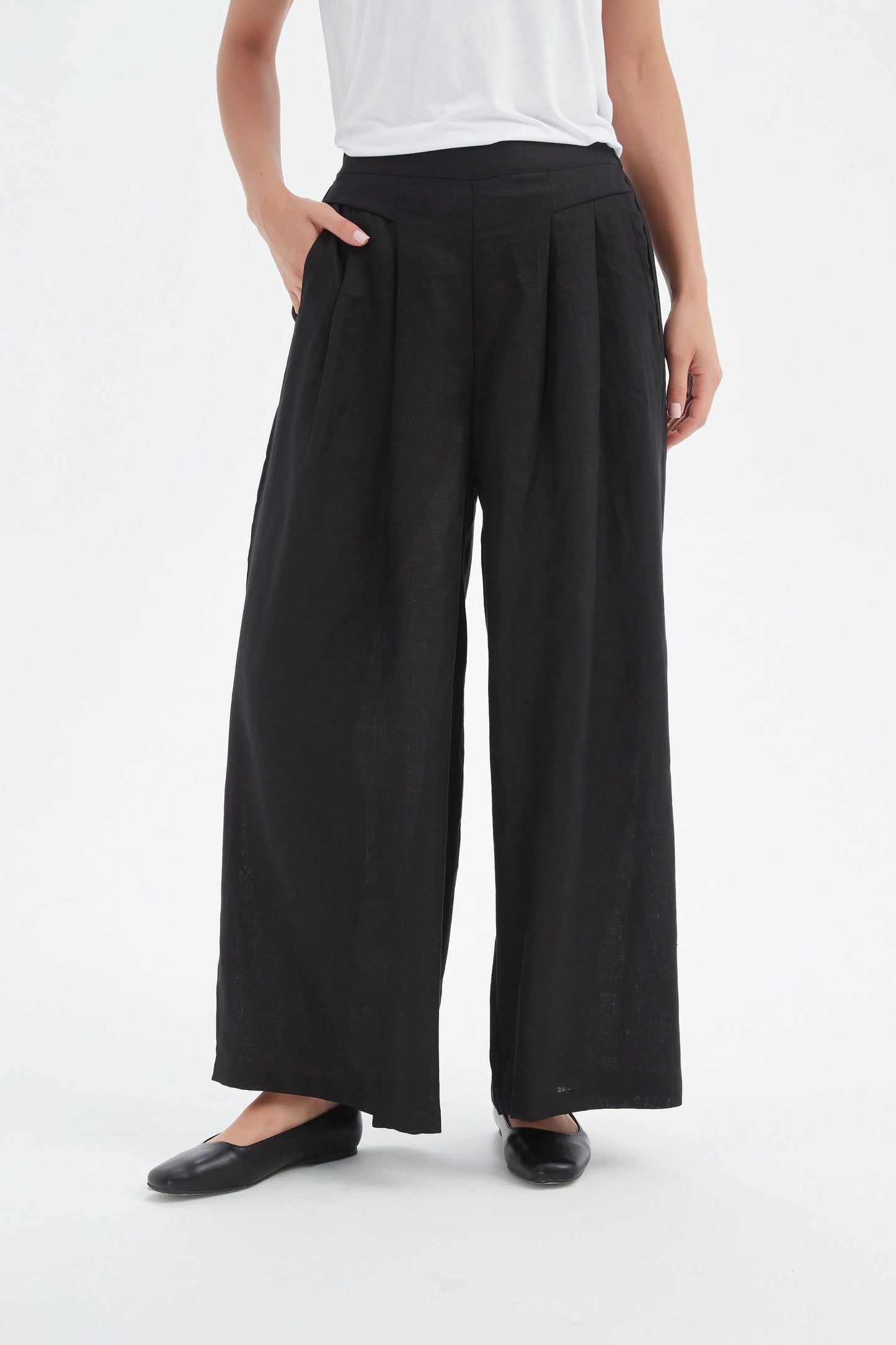 Tirelli 24P3527 Pleat Front Palazzo Pant