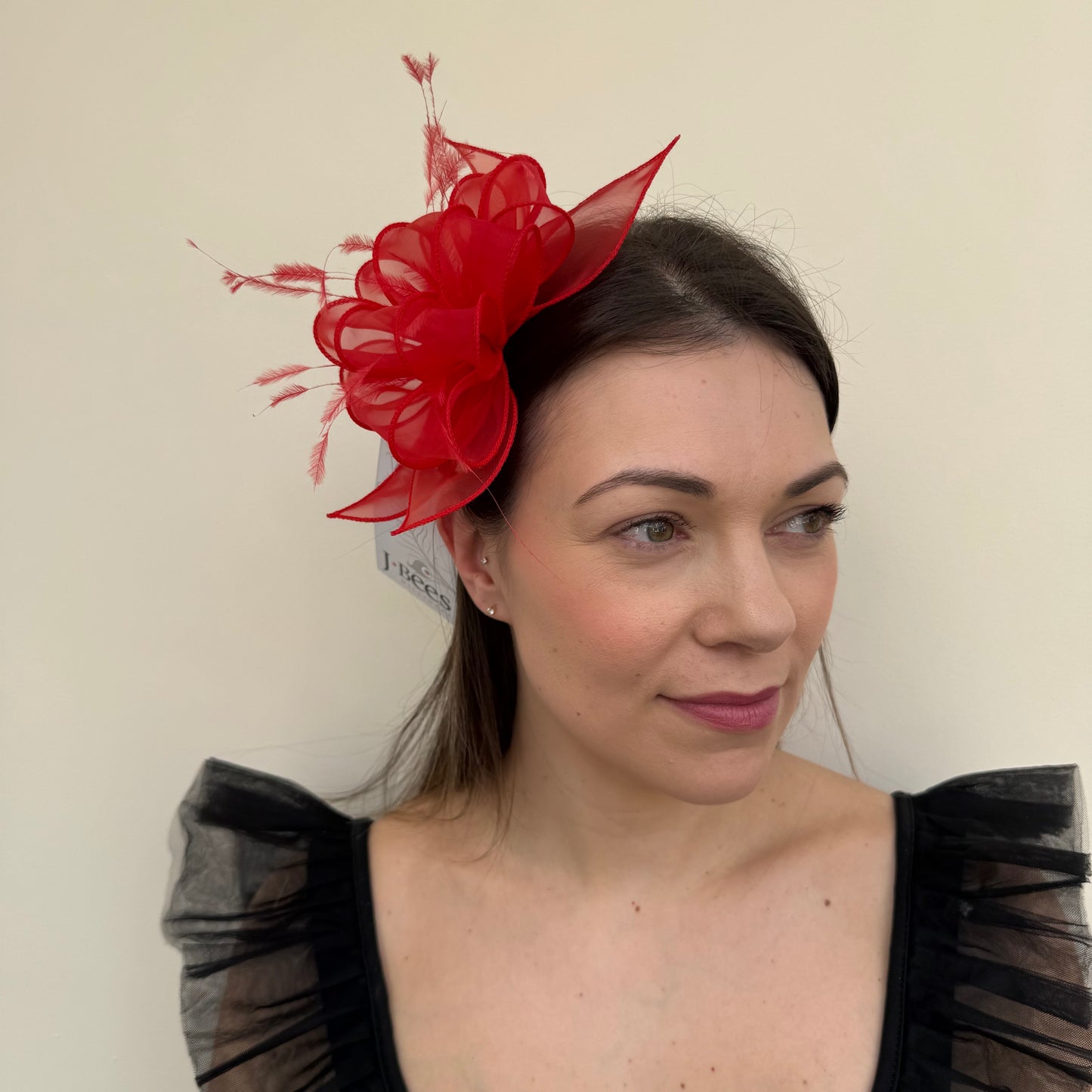 J Bees 9826 Poppy Red Clip Fascinator
