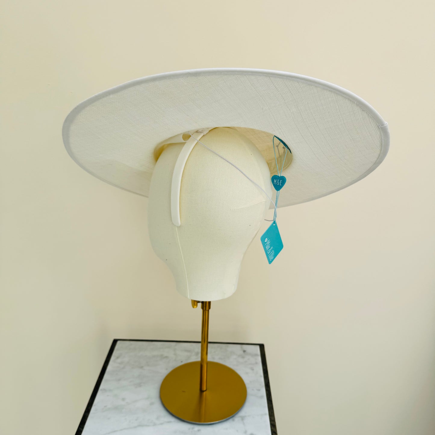 Max & Ellie SH6 Ivory Shantung Boater Hat with Bow Detail