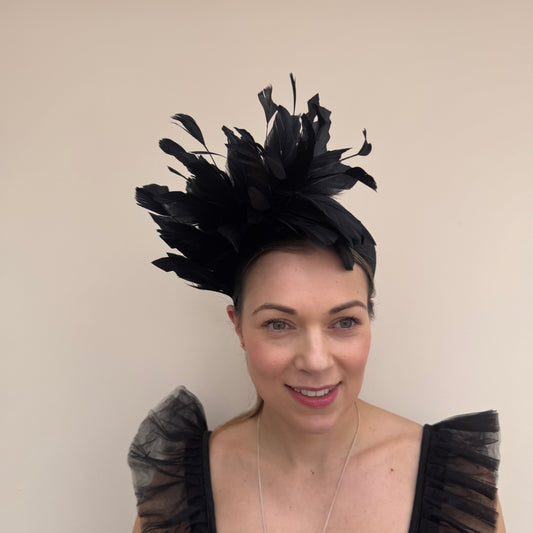 J Bees JB26/107 Black Feather Headband Fascinator