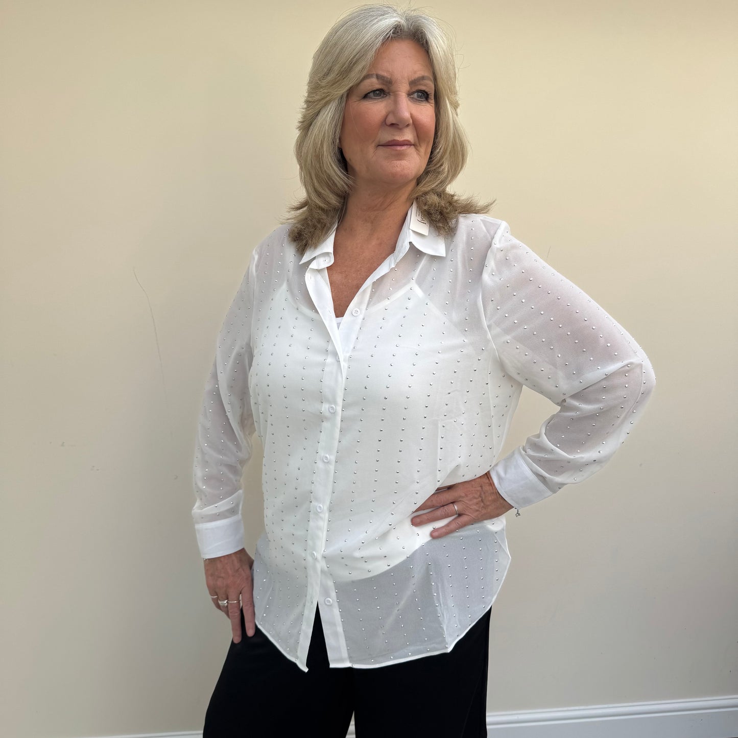 Malissa J WF1336 Studded Shirt with Vest