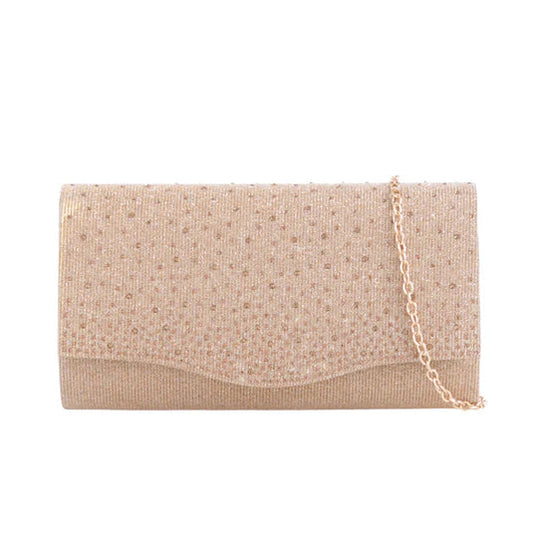 Koko CS3225 Gold Shimmer Clutch Bag with Sparkle Front