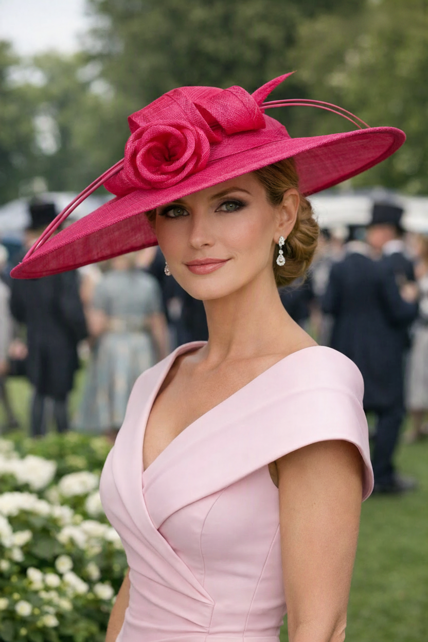 Max and Ellie WD7 Cerise Pink Flat Hatinator on Band