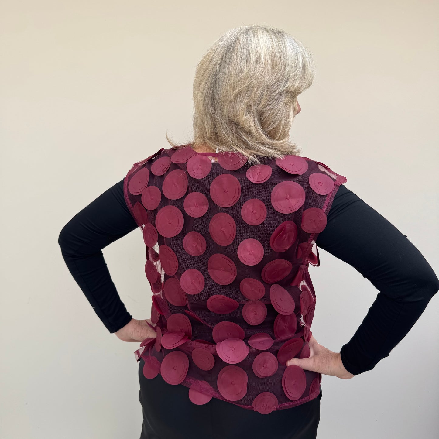 Malissa J WF2616 Circle Mesh Tank Top Vest