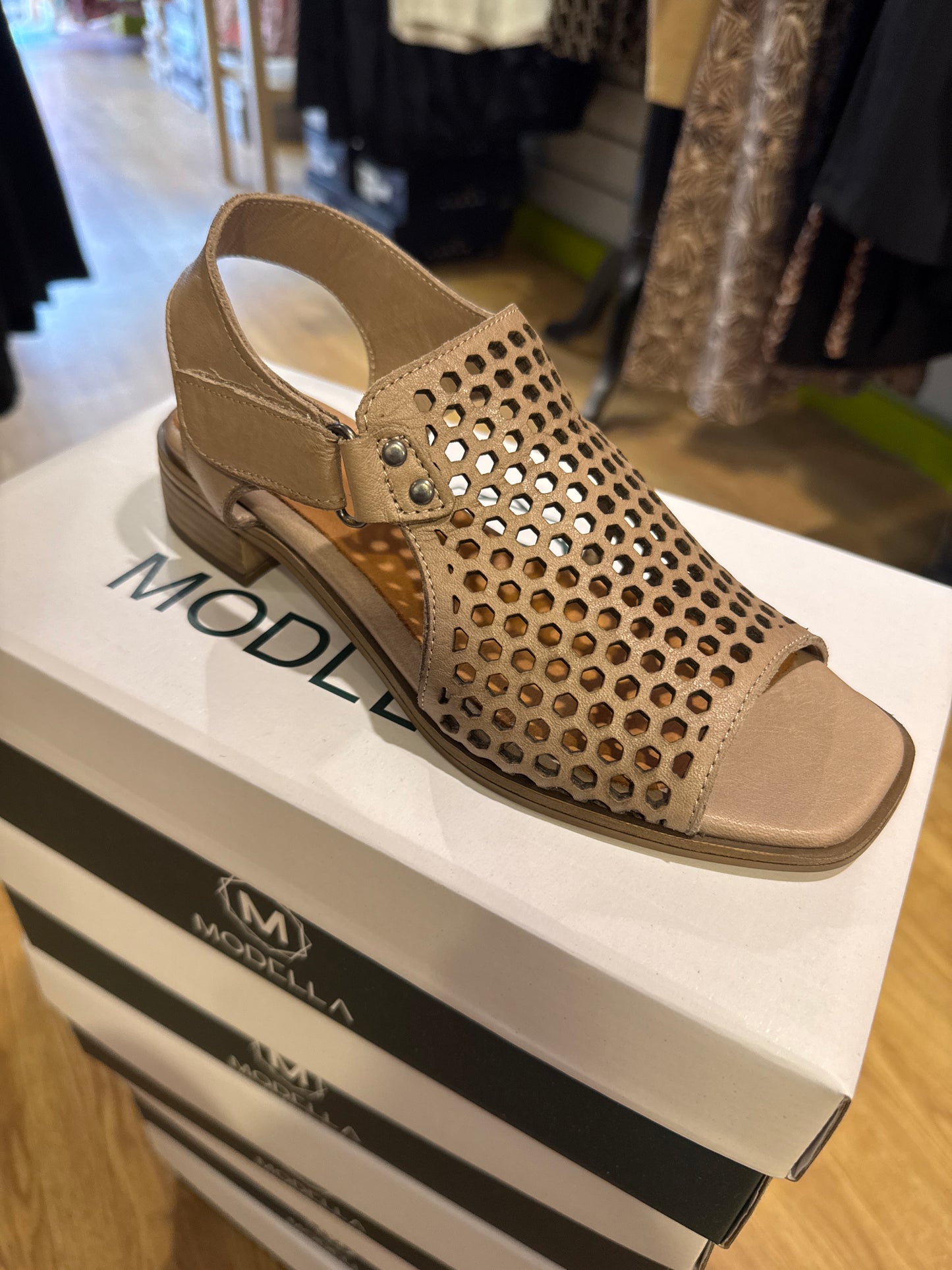 Modella Beatrice Leather Laser Cut Mule Sandal