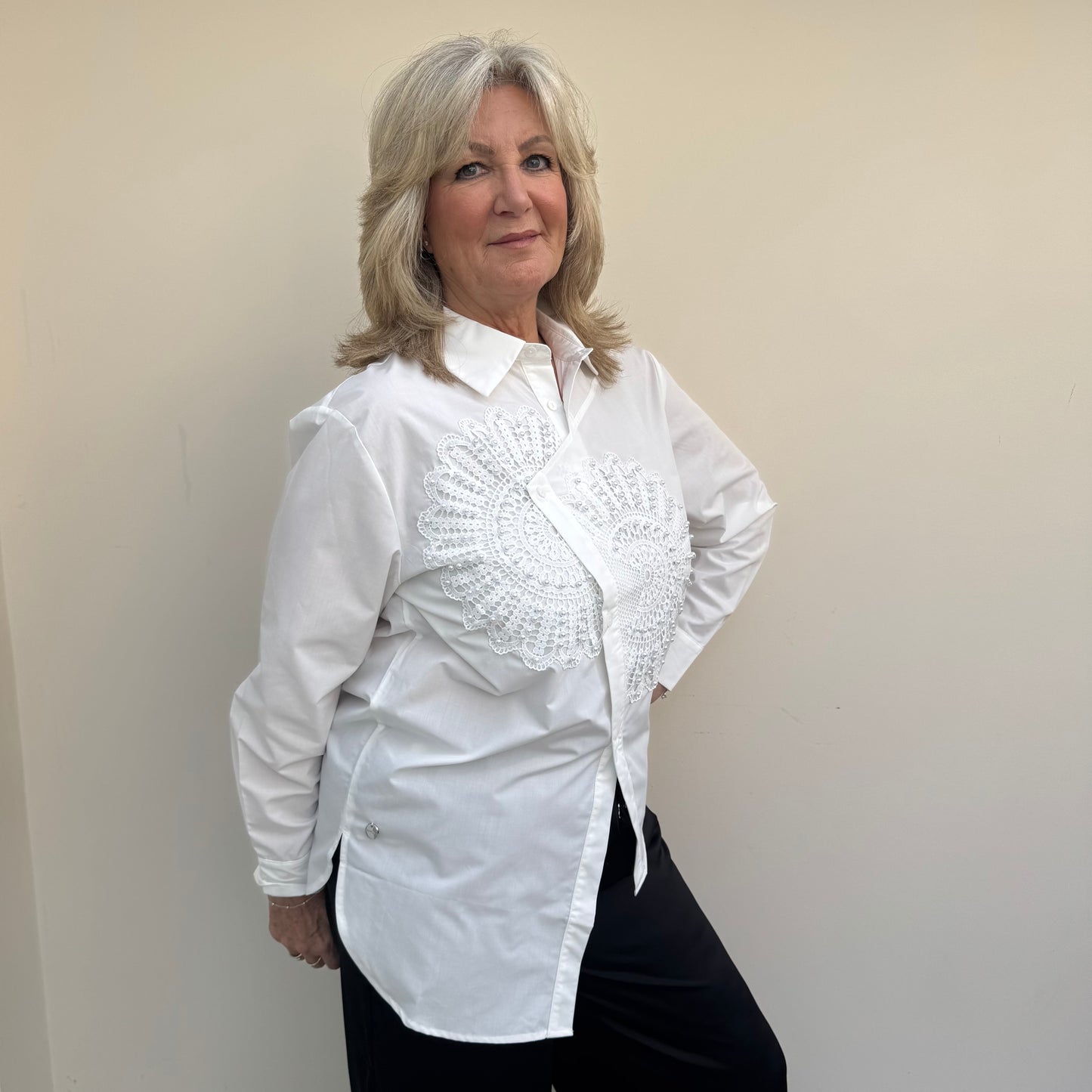 Malissa J WF2573 Beaded Applique Shirt