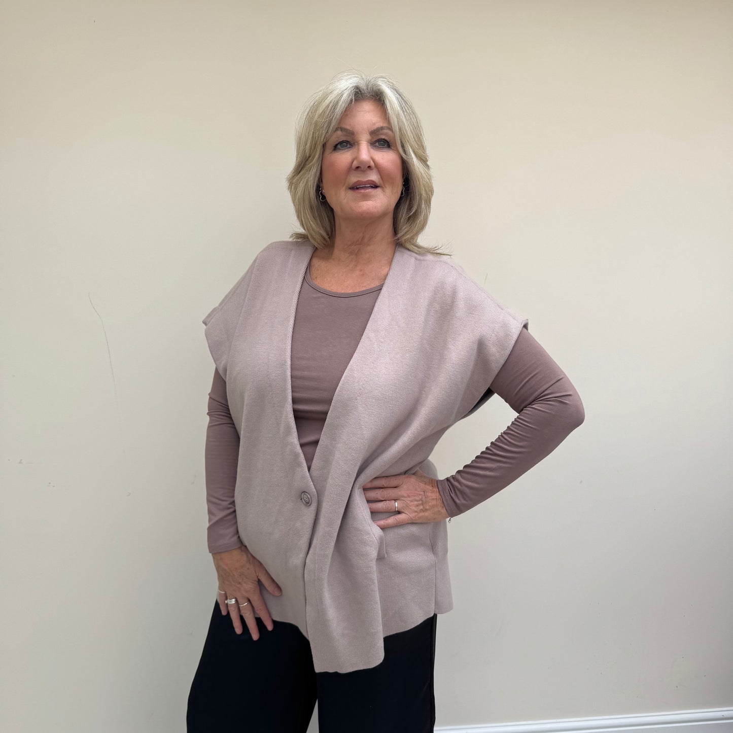 Malissa J WF2432 Oversized Knitted Waistcoat