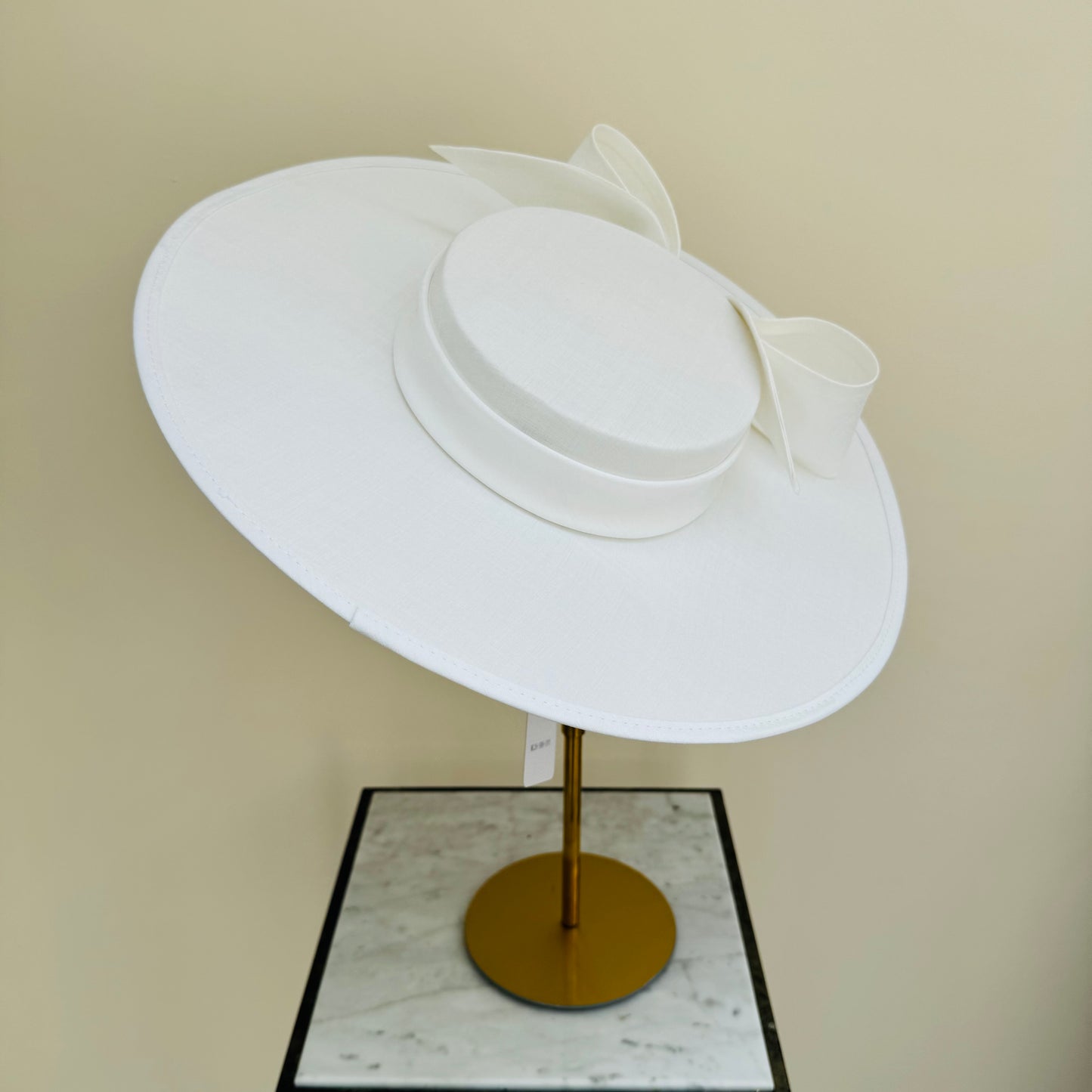 Max & Ellie SH6 Ivory Shantung Boater Hat with Bow Detail