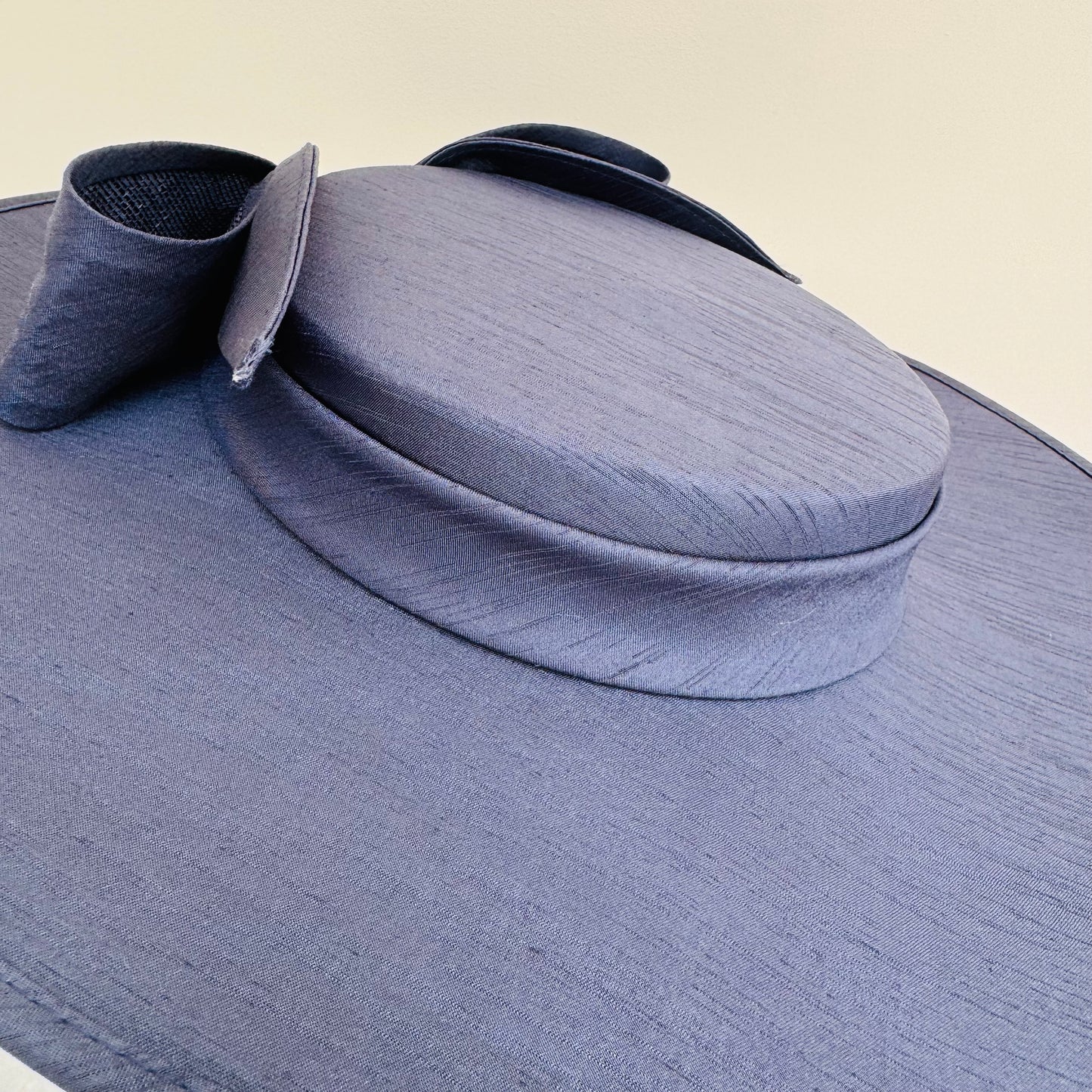 Max & Ellie SH6 Navy Blue Shantung Boater Hat with Bow Detail