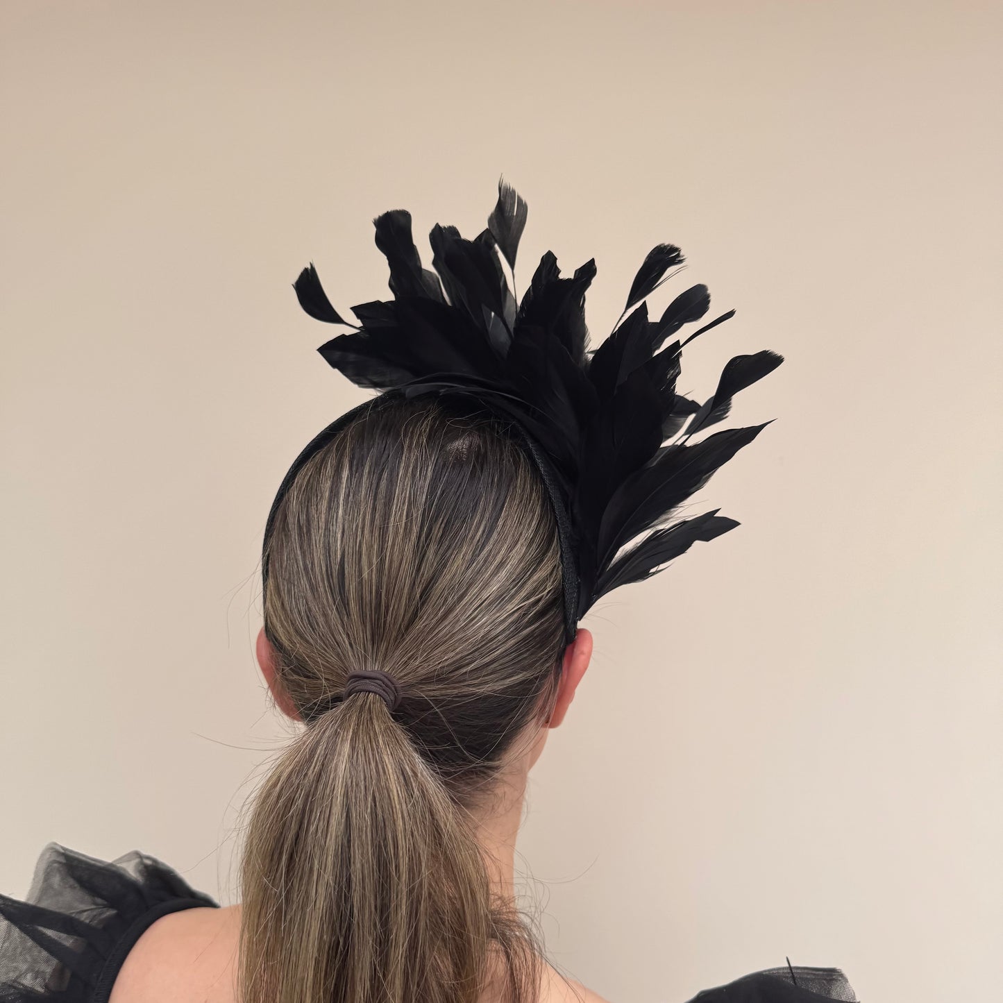J Bees JB26/107 Black Feather Headband Fascinator