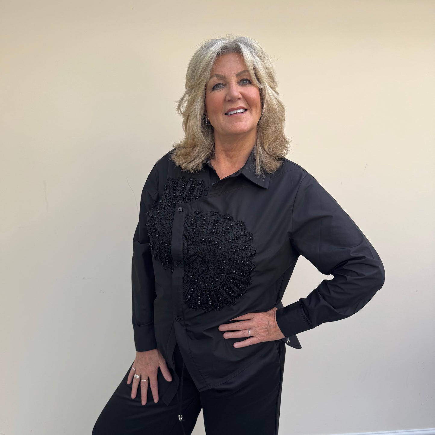 Malissa J WF2573 Beaded Applique Shirt