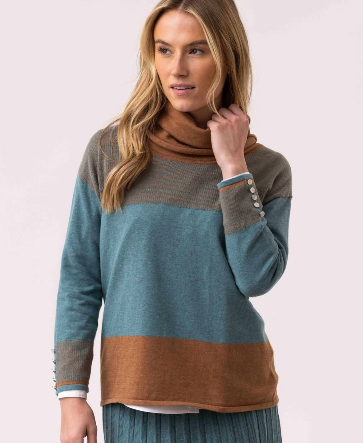 Marble 8083 Duck Egg & Tan Striped Jumper