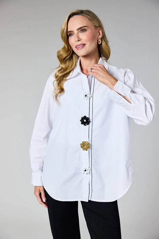 Deck Flower Button Blouse 7168