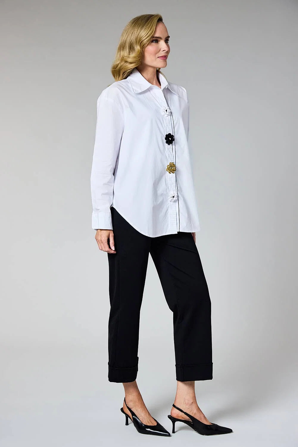 Deck Flower Button Blouse 7168