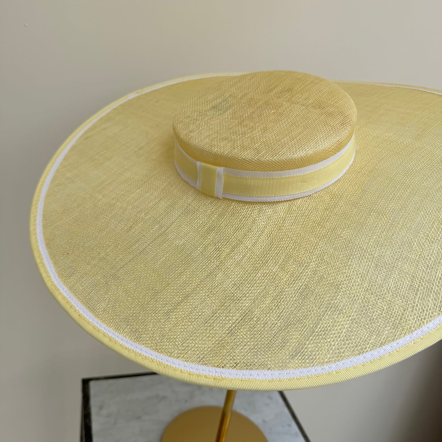 Max & Ellie CH6 Lemon Yellow & White Boater Hat