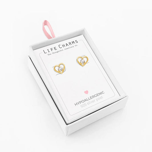 Life Charms E155 Crystal Heart Studs
