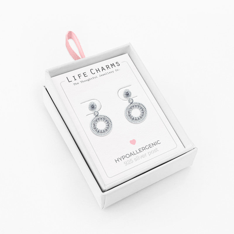 Life Charms Round Drop Earrings