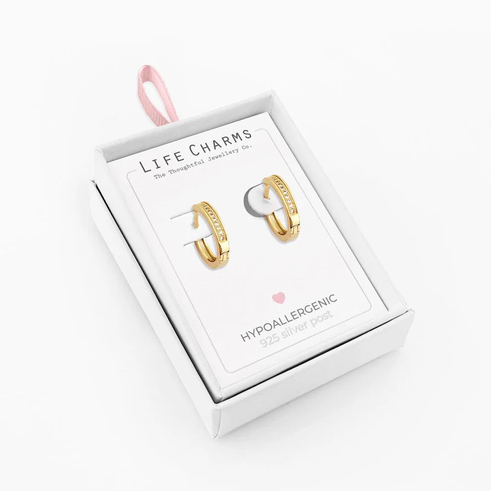 Life Charms Gold Hoop Earrings